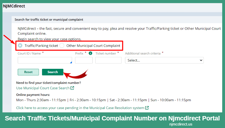 Search Njmcdirect Traffic Tickets
