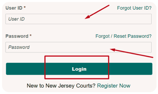 New Jersey Courts Portal login